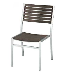 サンレノサイドチェア/シルバー+ブラウン 幅53cm×奥行58cm×高さ88cm【MAIORI 積み重ね可能 屋内 屋外 室内 ベランダ 椅子 いす 高級輸入家具 ロフト 公園 エントランス リゾートガーデンチェア