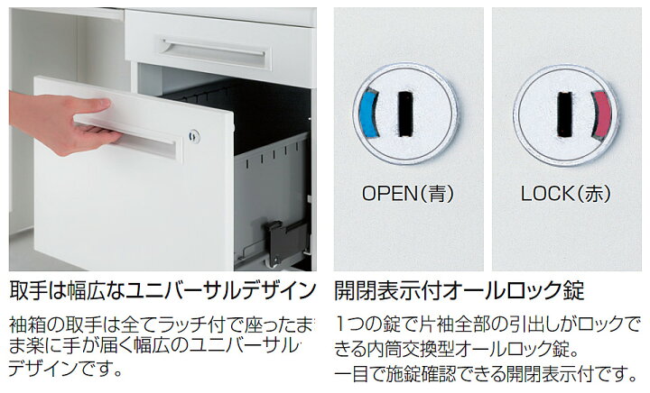 楽天市場】脇デスク(高さ700mm)A袖 50SNL-047A(A4×3段) 幅40cm×奥行 