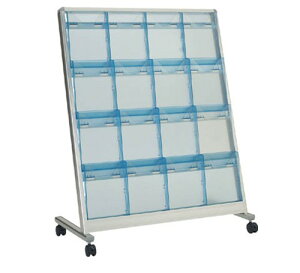 パンフレットスタンド TAP-404K(A4判4列4段) 幅101cm×奥行49.1cm×高さ125.6cm【収納ポケット16個 キャスター付き 傾斜ライプ 業務用 パンフレットスタンド オフィス 事務所 ロビー トラスコ】