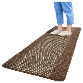 優踏生洗いやすいキッチンマット ブラウン (BR) 60×180cm【小さくたためて洗濯しやすい！キッチンマット180cm】