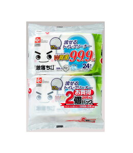 激落ちくん 流せる 除菌 トイレクリーナー 24枚入×2個(トイレ 掃除 シート 銀イオン 消臭 丈夫 日本製製)【トイレ掃除シート】