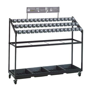 キーレス傘立トレス(組立式) 48本立 W135.4×D50.8×H133.5cm UB2690480【鍵番号変更可 キャスター付き マスターキー付き ダイヤル錠 ダイヤルロック 業務用鍵付き傘立て 温泉 銭湯 オフィスビル 図書