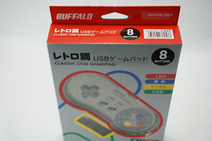 楽天市場】【新品未使用】バッファロー レトロ調 usbゲームパッド 8 