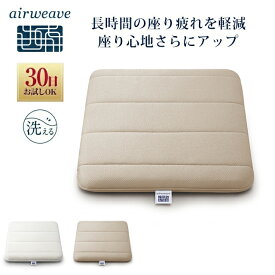 エアウィーヴ クッション (39cm×39cm×5cm) 日本製 水洗い可能 通気性抜群 オフィスチェア用クッション 椅子用クッション 座り疲れ軽減 ギフト お祝い