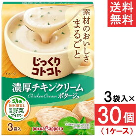 ポッカサッポロ じっくりコトコト 濃厚チキンクリームポタージュ 3袋入 30個 (1ケース)