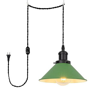 ペンダントライト コンセント式ライト 吊り下げ コードに調光スイッチ付き コード450cm 調光対応 インテリア照明ライト 玄関照明 リビングルーム用 E26口金 電球別売り 飾り用リング付き マ