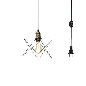 ペンダントライト 吊り下げランプ コードながさ450cm 調光スイッチ付き 調光対応 E26対応 コンセント式 玄関照明 インテリアライト 吊り下げライト 長いブロンズソケット シェード直径14cm 電