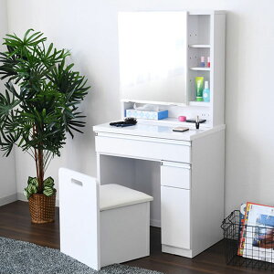 ドレッサー かわいい ホワイト シンプル 幅65 おしゃれ ピンク パープル メイクボックス スツール付き 化粧台 デスク 姫系 家具