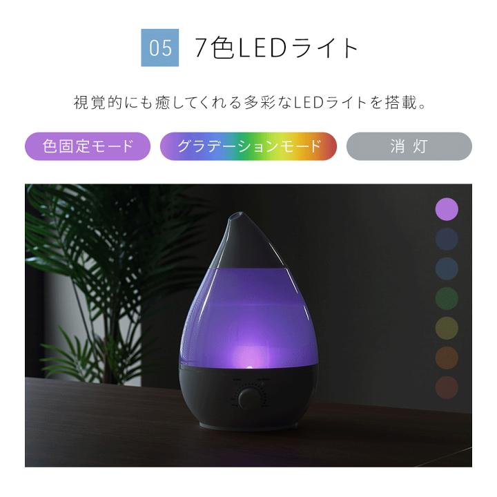 楽天市場】加湿器 大容量 超音波 アロマ 超音波式 おしゃれ 7色ライト