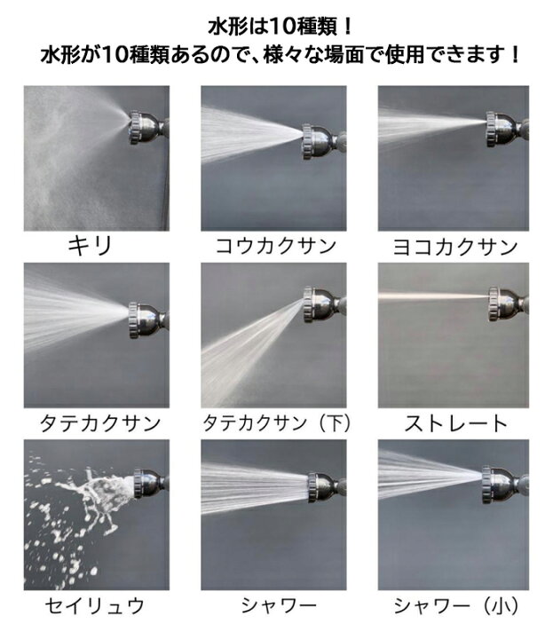 楽天市場 5 Offクーポン 26日1 59まで ノズル 伸縮 伸縮ノズル ホース シャワー 水道 散水 高所清掃 水やり 洗車 ヘッドシャワー 角度調整 180度曲がる ワンタッチ 切替 庭 水形 10種類 キリ コウカクサン ヨコカクサン タテカクサン タテカクサン 下 ストレート