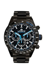 LORENZ ���v Motorsport Watch Granpremio Chronograph Steel Carbon Effect Black / Blue Racing with Special Box Helmet Lorenz