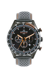 LORENZ ���v Motorsport Watch Granpremio Chronograph Perforated leather Black / Orange Racing with Special Box Helmet Lorenz