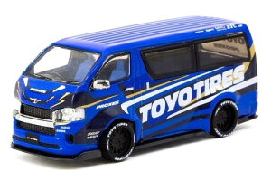 ^[}bN[NX 1/64 g^ nCG[X Ch{fB g[[^C u[ fRtTarmac Works 1:64 Toyota Hiace Widebody Toyo Tires blue with decor