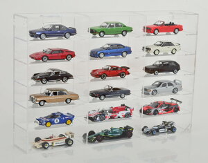 Jewel Cases1/43 ���i���A�N���� 1/43���f���J�[�p 18����[ �V���[�P�[�X 45.5 cm × 30.5 cm × 8 cm �~�j�J�[�͕t�����܂���Jewel Cases1:43 High quality acrylic showcase for 18 modelcars in scale
