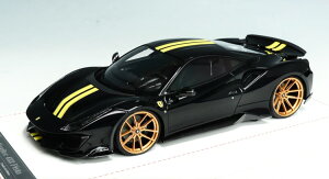 Ivy Models 1/18 �t�F���[�� 488 �s�X�^ �m�r�e�b�N �f�C�g�i�u���b�N/�C�G���[�X�g���C�v 66�����Ivy Models 1/18 Ferrari 488 Pista Novitec in Daytona Black Yellow Stripe 66 pcs