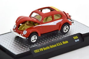 M2 �}�V�[�� 1:64 �t�H���N�X���[�Q�� �P�[�t�@�[ �f���b�N�X USA ���[�h 1953 ���b�h�u���E��/�N���[�� �J��M2 Machines 1:64 VW Kafer Deluxe USA Mode 1953 red-brown creme