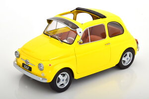 KK-SCALE 1:12 �t�B�A�b�g 500 F �J�X�^�� ���O���\�ȃ\�t�g�g�b�v�t�� 1968 �C�G���[ �J��KK-Scale 1:12 Fiat 500 F Custom with removable Softtop 1968 yellow
