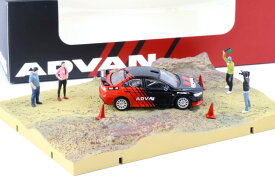 BM Creations 1/64 三菱 ランサーエボリューション X ADVAN ラリージオラマ フィギュア付きBM Creations 1/64 Mitsubishi Lancer Evolution X ADVAN Rally Diorama with figures