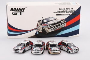MINI GT 1/64 �����`�A �f���^ HF �C���e�O���[�� �G�{���c�B�I�[�l �����e�J���������[ 1992 �}���e�B�[�j 4��Z�b�gMINI GT 1:64 Lancia Delta HF Integrale Evoluzione 1992 Rally MonteCarlo Martini Set
