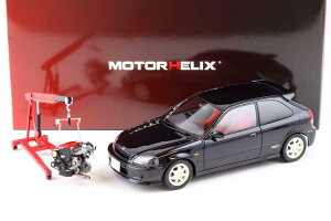 [^[wbNX 1/18 z_ VrbN ^CvR (EK9) X^[Cg ubNp[ + GW _CLXg JMOTORHELIX 1:18 Honda Civic Type R (EK9) Starlight black pearl + engine Diecast