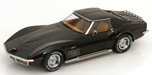 KK-SCALE 1/18 �V�{���[ �R���x�b�g C3 ���O���\�ȃ��[�t�p�[�c�ƃT�C�h�p�C�v�t�� 1972 �u���b�NKK-Scale 1:18 Chevrolet Corvette C3 with removable roof parts and side pipes 1972 black