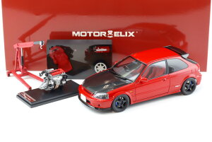 [^[wbNX 1/18 z_ VrbN ^Cv R/EK9 JX^}CYo[W bh/J[{ `Ci gCGLX| JMOTORHELIX 1:18 Honda Civic Type R/EK9 Customized Version red/Carbon China Toy Expo