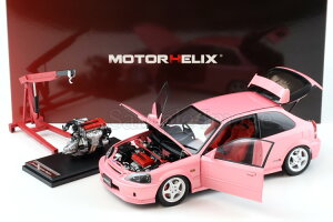 [^[wbNX 1/18 z_ VrbN ^CvR/EK9 JX^}CYo[W XC[gsN GWt JMOTORHELIX 1:18 Honda Civic Type R/EK9 Customized Version Sweet pink+engine