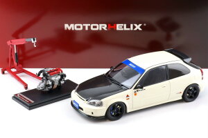 [^[wbNX 1/18 z_ VrbN ^CvR/EK9 Xv[ `sIVbv zCg GWt JMOTORHELIX 1:18 Honda Civic Type R/EK9 SPOON Championship white+engine