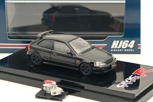zr[Wp 1/64 z_ VrbN ^Cv R EK9 1997 JX^o[W X^[CgubNp[ GWtHOBBY JAPAN 1:64 Honda Civic Type-R EK9 1997 Custom ver Starlight Black Pearl with Engine