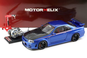 [^[wbNX 1/18 Y XJCC GT-R R34 jX CRS xCTChu[/J[{{lbg JMotorhelix 1:18 Nissan Skyline GT-R R34 Nismo CRS Bayside blue/Carbon hood