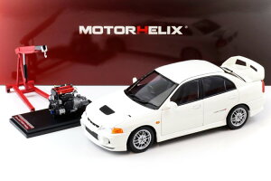 [^[wbNX 1/18 OH T[ G{[V 4 XRVAzCg 1999 GWt JMotorhelix 1:18 Mitsubishi Lancer EVO 4 IV Scotia white 1999 with engine