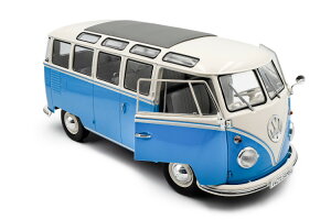 �\���h 1/18 �t�H���N�X���[�Q�� T1 �T���o�o�X 1962 �u���[ �z���C�g �J��Solido 1:18 Volkswagen VW T1 Samba Bus 1962 blue white