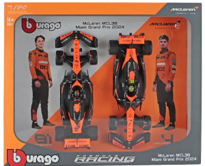 �u���[�S 1/24 �}�N���[���� �Z�b�g �t�H�[�~����1 2�� MCL38 �`�[�� �}�N���[���� #4 �V�[�Y�� 2024 �����h �m���X + #81 �I�X�J�[ �s�A�X�g�� �p�C���b�g�t��Bburago 1:24 McLAREN SET F1 2X MCL38 TEAM MCLAREN N4