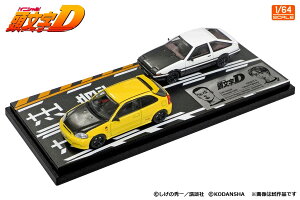f[Y 1/64 D Zbg Vol.12 ڒqK  VrbN EK9  C gm AE86MODELER'S 1:64 Initial D Set Vol.12 Tomoyuki Tachi Todo Juku Civic EK9 & Takumi Fujiwara Trueno AE86