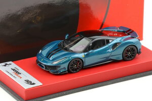 BBR 1/43 �t�F���[�� 488 �s�X�^ �u���[ �J�v�� �u���b�N���[�t ���U�[�x�[�X�t 15�����BBR 1:43 Ferrari 488 Pista Blu Capri black roof with leather base Limited 15 pcs