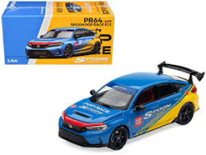 POP RACE 1/64 �z���_ �V�r�b�N �^�C�vR FL5 SPOON �C�G���[ �u���[ TAS���` 2025POP RACE 1:64 Honda Civic Type R FL5 SPOON Yellow Blue TAS Hong