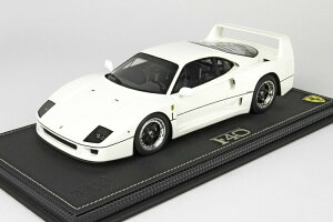 BBR MODEL 1/18 tF[ F40 1987 zCg 24 FERRARI BIANCO AVUS Interiors are black, wheels are chrome and gloss black / black letherette base with white handstitches