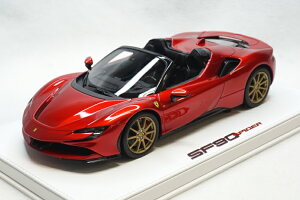 BBR 1/18 tF[ SF90 XpC_[ F1 bh^bN S[hzC[ zCgfbNX U[x[X 10BBR 1:18 Ferrari SF90 spider in color F1 red metallic with gold wheels set on white deluxe leather 