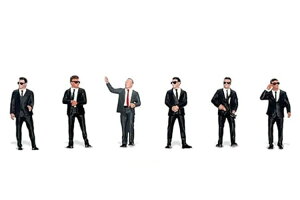 AJWI} 1/64 tBMAZbg J[~[g 3American Diorama 1:64 Set of 6 figures black and white The Bodyguards
