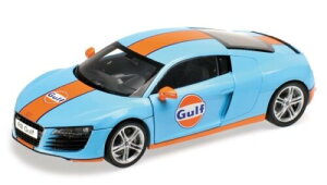  1/18 AEfB R8 4.2 FSI V8 Kt 2007 Cgu[/IW KYOSHO 1:18 AUDI R8 4.2 FSI V8 GULF 2007 LIGHT BLUE ORANGE