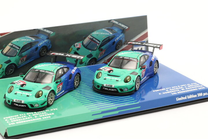 楽天市場 ミニチャンプス 1 43 ポルシェ 911 Gt3 R ニュルブルクリンク 24時間レース ファルケン モータースポーツ 2台セット 44 33 0台限定minichamps 1 43 Porsche 911 Gt3 R 24h Nurburgring Falken Motorsports 44 33 Limitation 0 Pcs