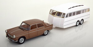 �m���u 1/18 �v�W���[ 404 with Henon �L�����s���O�g���[���[1965 �u���E�����^���b�N �z���C�g �J��Norev 1:18 Peugeot 404 with Henon camping trailer 1965 brownmetallic white