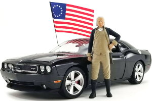 ACME 1/18 _bW `W[ SRT8 N[y  W[WVg tBMAt 2010 ubN 750ACME 1:18 DODGE CHALLENGER SRT8 COUPE WITH FLAG AND GEORGE WASHINGTON FIGURE 2010 BLACK LIMITED 750 ITEMS