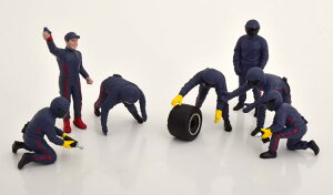 AJWI} 1/18 tBMA sbg N[Zbg3 tBMA7 ANZT[ fJ[t ~jJ[͕t܂BAmerican Diorama 1:18 Figuren Pit Crew Set 3 7 figurines with acessories blue wi
