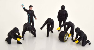 AJWI} 1/18 tBMA sbg N[Zbg3 tBMA7 ANZT[ fJ[t ~jJ[͕t܂BAmerican Diorama 1:18 Figuren Pit Crew Set 3 7 figurines with acessories black w