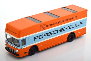 VR[ 1/64 ZfX O317 Kt |VF [XgX|[^[ IW/Cgu[ JSCHUCO 1:64 Mercedes O317 Gulf Porsche race transporter orange lightblue
