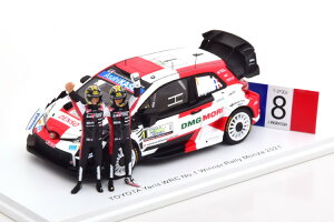 �X�p�[�N 1/43 �g���^ �����X WRC �D�� �����[ �����c�@ 2021 �I�W�F �C���O���V�A �t�B�M���A �t���b�O�t��Spark 1:43 Toyota Yaris WRC Winner Rally Monza 2021 Ogier/Ingrassia with figurines and flag