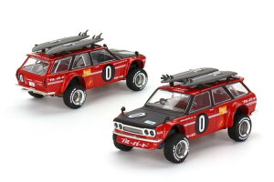 TSM �~�jGT 1/64 �_�b�g�T�� 510 ���S�� 4x4 �T�[�t �T�t�@�� RS #0 �X���n�E�X �o�[�W����2 ���b�h �u���b�N �O���[TSM MINI GT 1:64 Datsun 510 Wagon 4x4 Surf Safari RS #0 Kaido House Version 2 red black grey