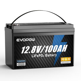 リン酸鉄リチウムイオンバッテリー 12.8V 100Ah 容量1280Wh LiFePO4電池 走行充電器 内蔵100AのBMS 長寿命4000サイクル回数 コンパクト蓄電池 直列並列 キャンピングカー 車中泊 アマチュア無線 防災 停電 熱中症対策 ソーラー充電
