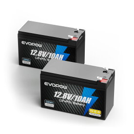 2点セット リン酸鉄リチウムイオンバッテリー 12.8V 10Ah 容量128Wh LiFePO4電池 走行充電器 BMS 長寿命3000サイクル回数 コンパクト蓄電池 直列並列 キャンピングカー 車中泊 アマチュア無線 防災 停電 熱中症対策 ソーラー充電